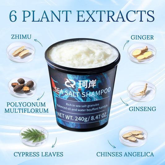 Sea Salt Scalp Scrub & Clarifying Shampoo with Sodium Hyaluronate & 6 Trace Plant Extracts, Dry, Itchy Scalp, Exfoliate, Deep Cleanse, Clean & Refreshing Scalp, Dry & Fluffy Hair 240g/8.47 OZ.