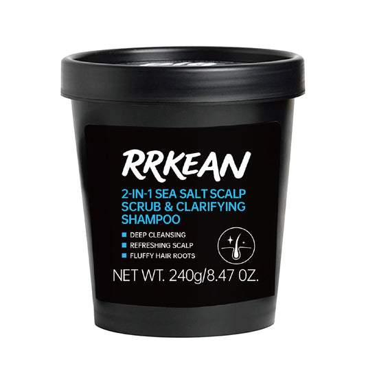 2-in-1 Sea Salt Scalp Scrub & Clarifying Shampoo with Sodium Hyaluronate & 6 Trace Plant Extracts, Dry, Itchy Scalp, Exfoliate, Deep Cleanse, Clean & Refreshing Scalp, Dry & Fluffy Hair 240g/8.47 OZ.